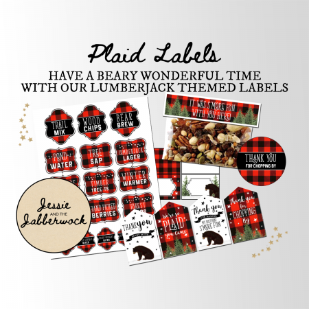 Plaid Lumberjack Bear Food Label Printables Plaid Lumberjack Bear Food Label Printables