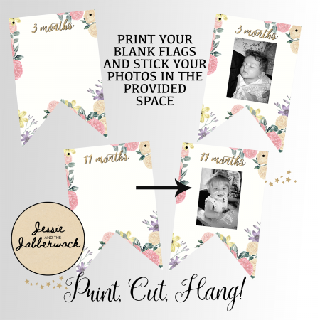 Vintage Fairy First Year Photo Banner Printable Vintage Fairy First Year Photo Banner Printable