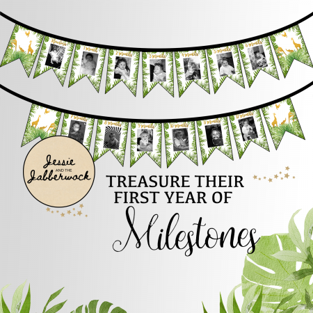 Wild Jungle First Year Photo Banner Printable Wild Jungle First Year Photo Banner Printable