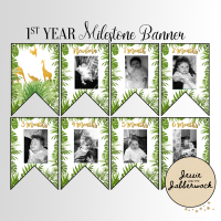 Wild Jungle First Year Photo Banner Printable
