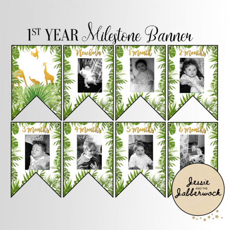 Wild Jungle First Year Photo Banner Printable Wild Jungle First Year Photo Banner Printable