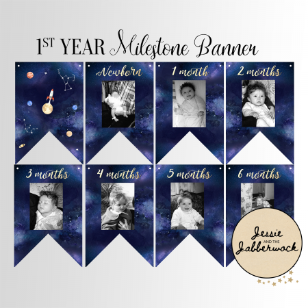 Space First Year Photo Banner Printable Space First Year Photo Banner Printable