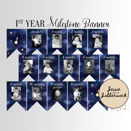 Space First Year Photo Banner Printable Space First Year Photo Banner Printable
