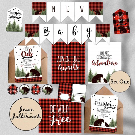 Plaid Brown Bear Cub Baby Set Plaid Brown Bear Cub Baby Set