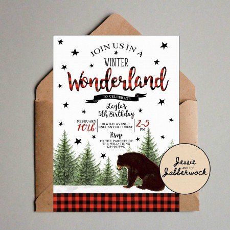 Winter Wonderland Brown Bear Invite Winter Wonderland Brown Bear Invite