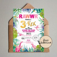 Pink 3-Rex Invite