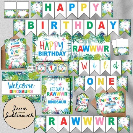 Rainbow 1st Birthday Dinosaur Invite Rainbow 1st Birthday Dinosaur Invite