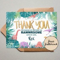 Gold Dinosaur Thank you Note