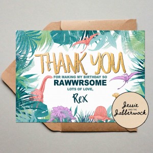 Gold Dinosaur Thank you Note