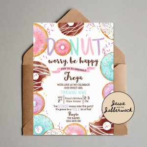 Donut worry, Be Happy Invite