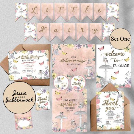 Vintage Fairy Baby Shower Set Vintage Fairy Baby Shower Set