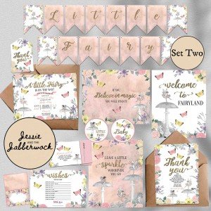Vintage Fairy Baby Shower Set