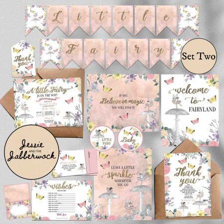 Vintage Fairy Baby Shower Set Vintage Fairy Baby Shower Set