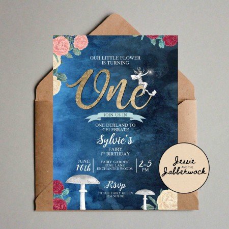 1st Birthday Rose Fairy Invite 1st Birthday Rose Fairy Invite