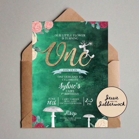1st Birthday Rose Fairy Invite 1st Birthday Rose Fairy Invite