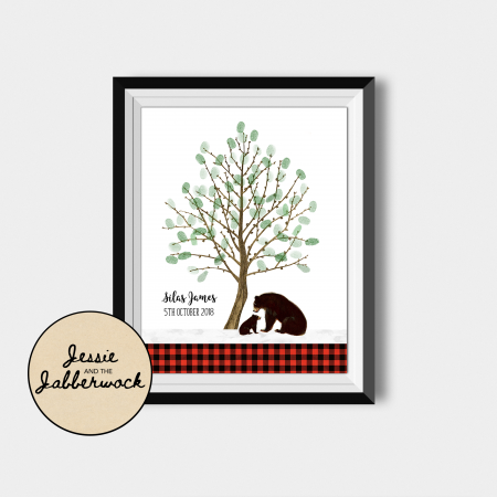 Buffalo Plaid Bear Fingerprint Tree Guestbook Buffalo Plaid Bear Fingerprint Tree Guestbook