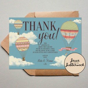 Hot Air Balloon Baby Thank you Note