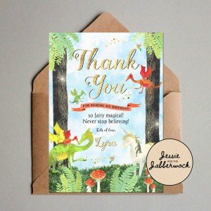 Unicorn & Dragon Thank you Note
