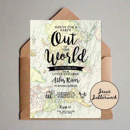 Out of this World Map Invite Out of this World Map Invite