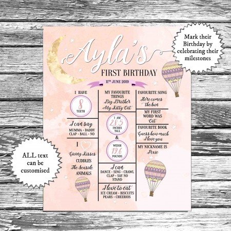 Pink Hot Air Balloon Milestones Pink Hot Air Balloon Milestones