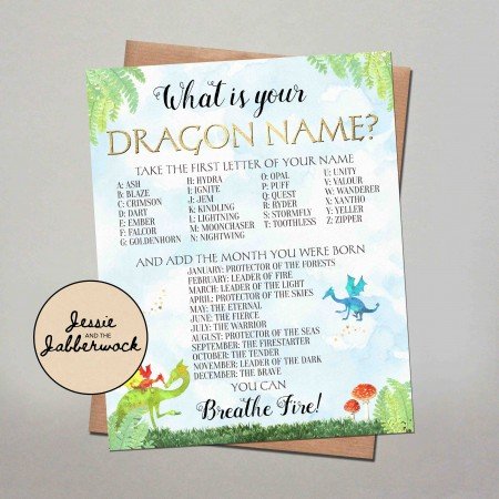 What's your Dragon Name? Game Printable What's your Dragon Name? Game Printable