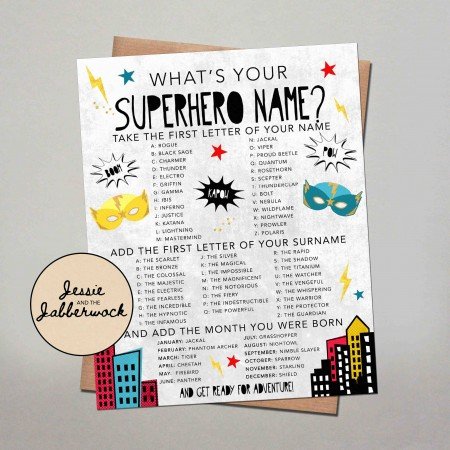 What's your Superhero Name? Game Printable What's your Superhero Name? Game Printable