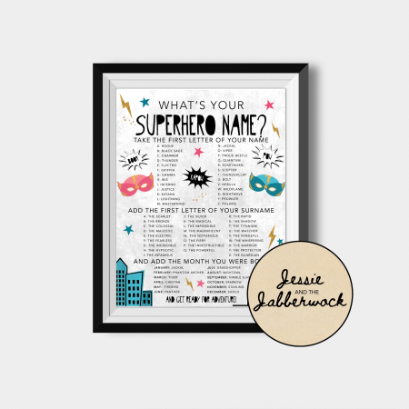 What's your Superhero Name? Game Printable What's your Superhero Name? Game Printable