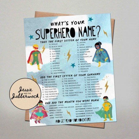 What's your Superhero Name? Game Printable What's your Superhero Name? Game Printable