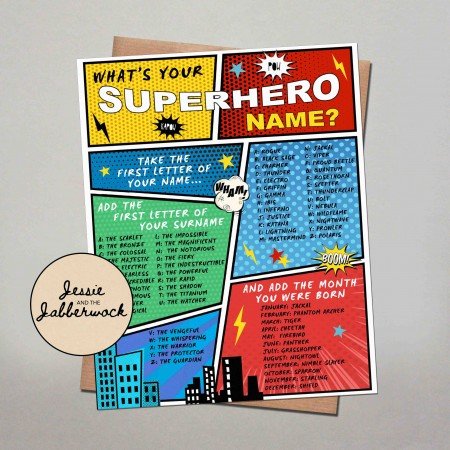 What's your Superhero Name? Game Printable What's your Superhero Name? Game Printable