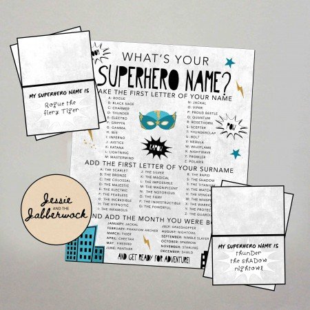 What's your Superhero Name? Game Printable What's your Superhero Name? Game Printable