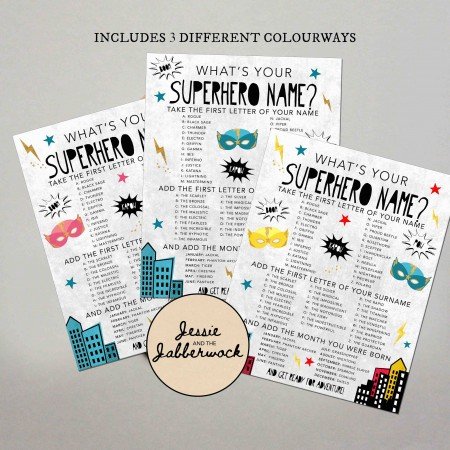 What's your Superhero Name? Game Printable What's your Superhero Name? Game Printable