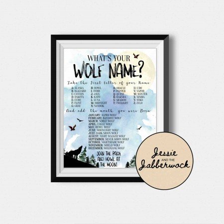 What's your Wolf Name? Game Printable What's your Wolf Name? Game Printable
