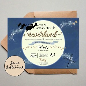 Blue Neverland Moon Invite