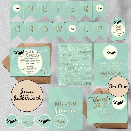 Mint Green Neverland Adventure Invite Mint Green Neverland Adventure Invite