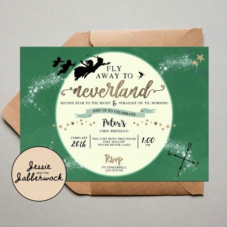 Green Neverland Moon Invite Green Neverland Moon Invite
