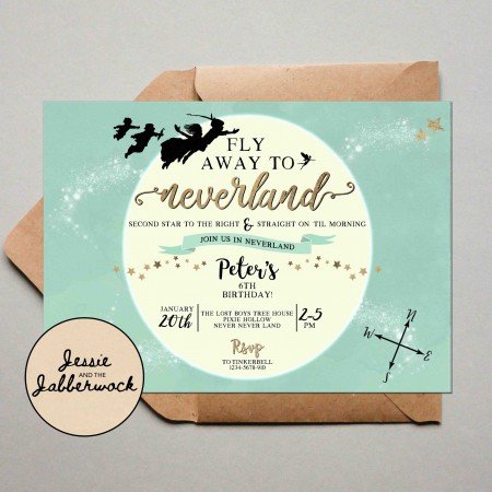 Mint Green Neverland Moon Invite Mint Green Neverland Moon Invite