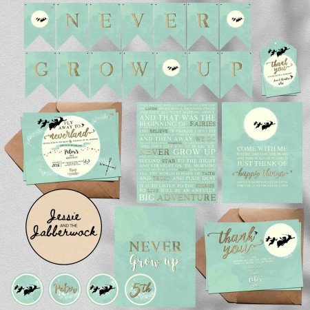 Mint Green Neverland Moon Invite Mint Green Neverland Moon Invite