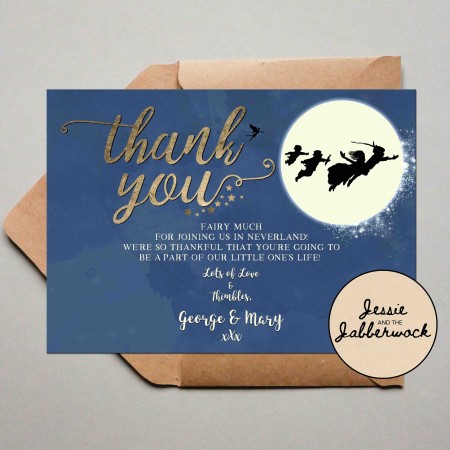 Blue Neverland Baby Thank you Note Blue Neverland Baby Thank you Note