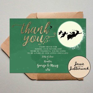 Green Neverland Baby Thank you Note
