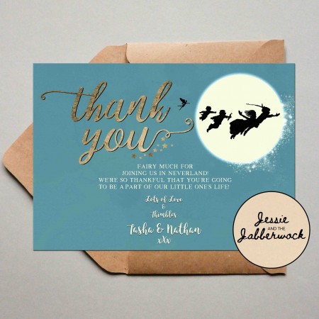 Teal Neverland Baby Thank you Note Teal Neverland Baby Thank you Note