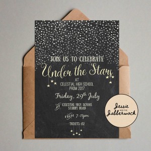 Under the Stars, Chalkboard Style Invite