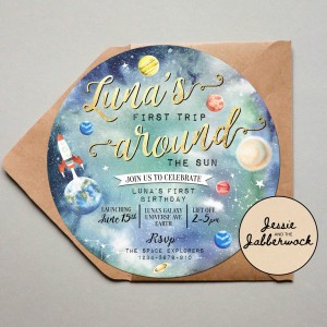 First Trip around the Sun Space Circle Invite