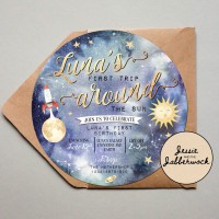 First Trip around the Sun Space Circle Invite