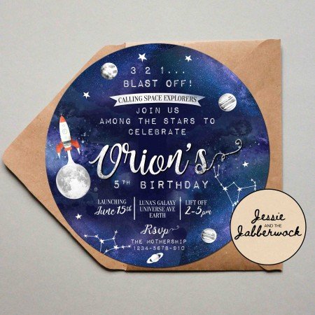 Silver Blast off to Space Invite Silver Blast off to Space Invite