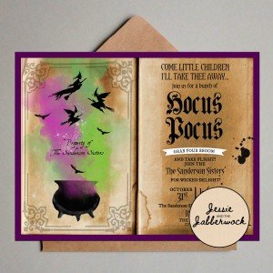 Purple Hocus Pocus Spellbook Invite