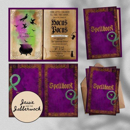 Purple Hocus Pocus Spellbook Invite Purple Hocus Pocus Spellbook Invite