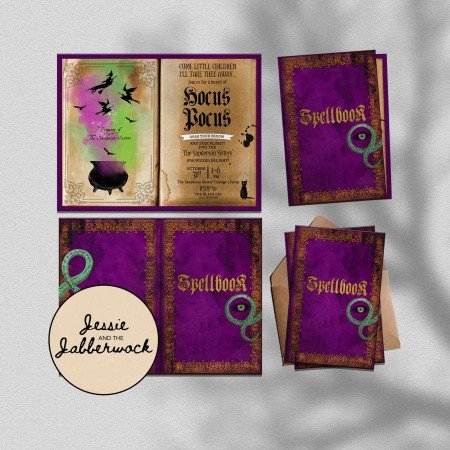 Purple Hocus Pocus Spellbook Invite Purple Hocus Pocus Spellbook Invite