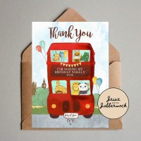 Red Bus Birthday Thank you Note