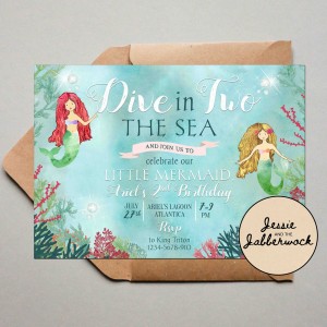 Dive in TWO the Sea Mermaid Invite