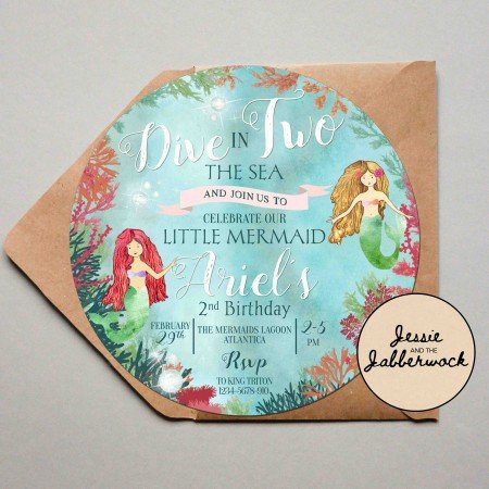 Circular Dive in TWO the Sea Mermaid Invite Circular Dive in TWO the Sea Mermaid Invite